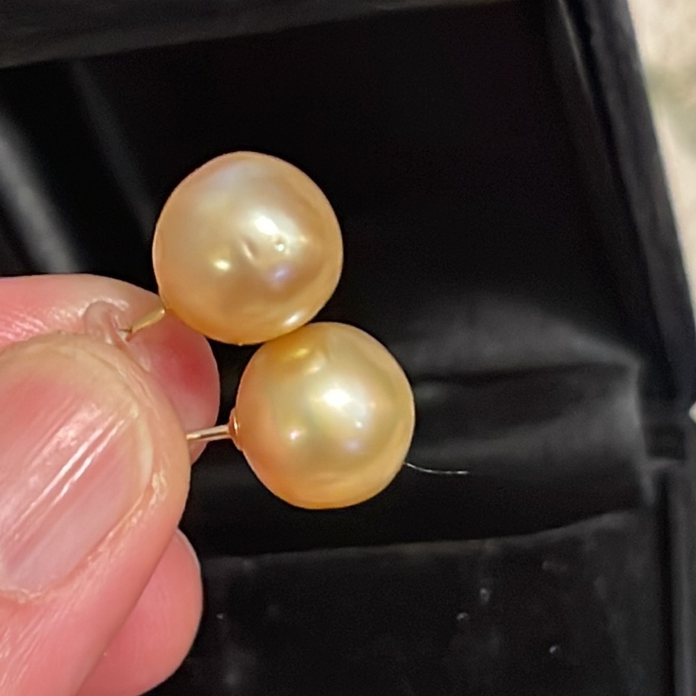 Genuine South Sea Pearl Golden in 18k yellow gold 10mm W/Certificate - Picture 5 of 11